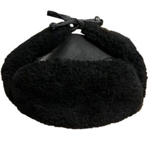 FRR black leatherTrapper hat